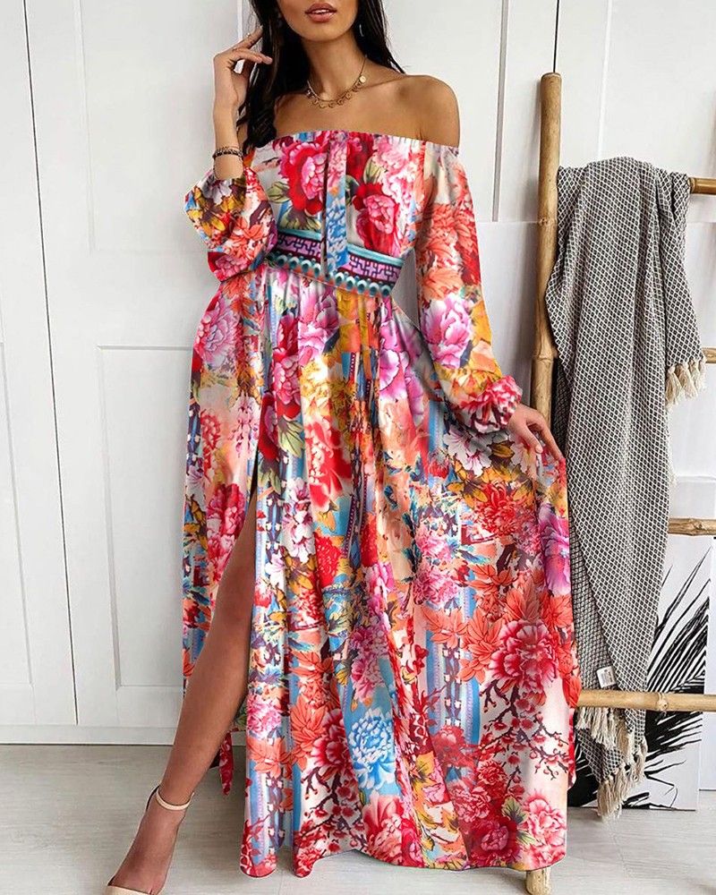 Robe ample tricolore imprimée à la mode_voghion.com