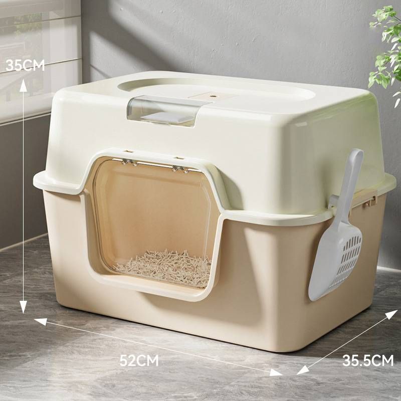 Kattlådor Stängd kattlåda Stor katttoalett Luktsäker Stänksäker Sand UV-säker Superstor katttoalett_voghion.com
