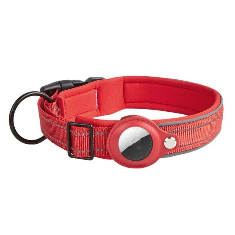 Voor AirTag Tracker Hondenhalsband Neopreen Voering Reflecterende Huisdierhalsband_voghion.com