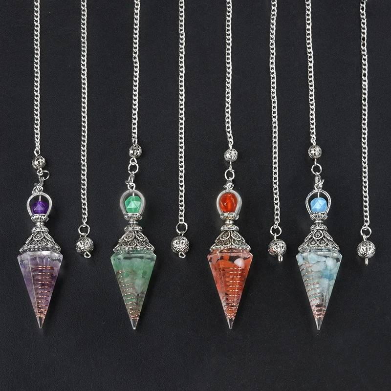 Natürliches Kristall-Achat-Ornament, Dreiphasiges Sechseck-Kegel-Anhänger-Ornament, Quarz-Talisman-Ornament, Ornament, Sammlerstück_voghion.com