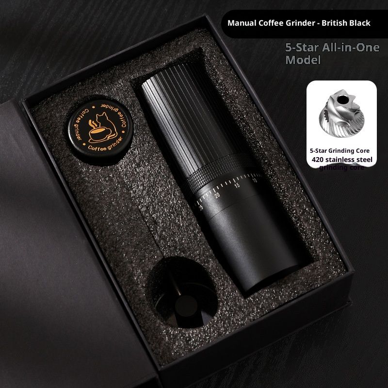 Premium Manual Coffee Grinder With 7-Star CNC Steel Burr - Adjustable Coarseness, Ergonomic Design & Nordic Aesthetic (Black)_voghion.com