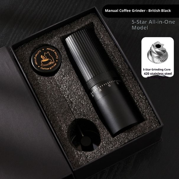Premium Manual Coffee Grinder With 7-Star CNC Steel Burr - Adjustable Coarseness, Ergonomic Design & Nordic Aesthetic (Black)_voghion.com