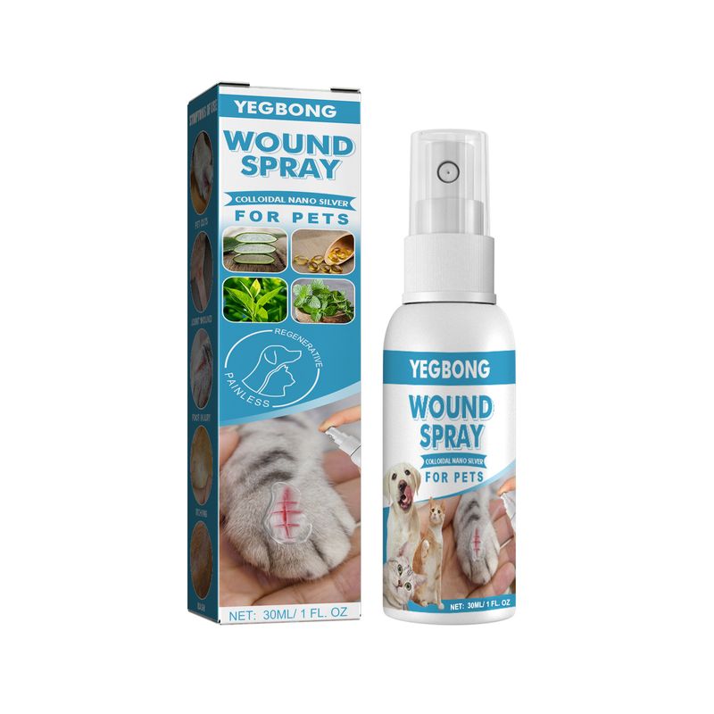 Spray pentru răni pentru animale de companie, suprafața rănii, erupții cutanate, pecingine, câine, pisică, zgârieturi, tratament, reparare, lichid antibacterian_voghion.com