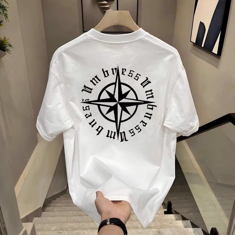 Herrenbekleidung Hochwertiges Kurzarm-T-Shirt aus reiner Baumwolle für den Sommer, neues lässiges T-Shirt mit Rundhalsausschnitt, Sportoberteil_voghion.com
