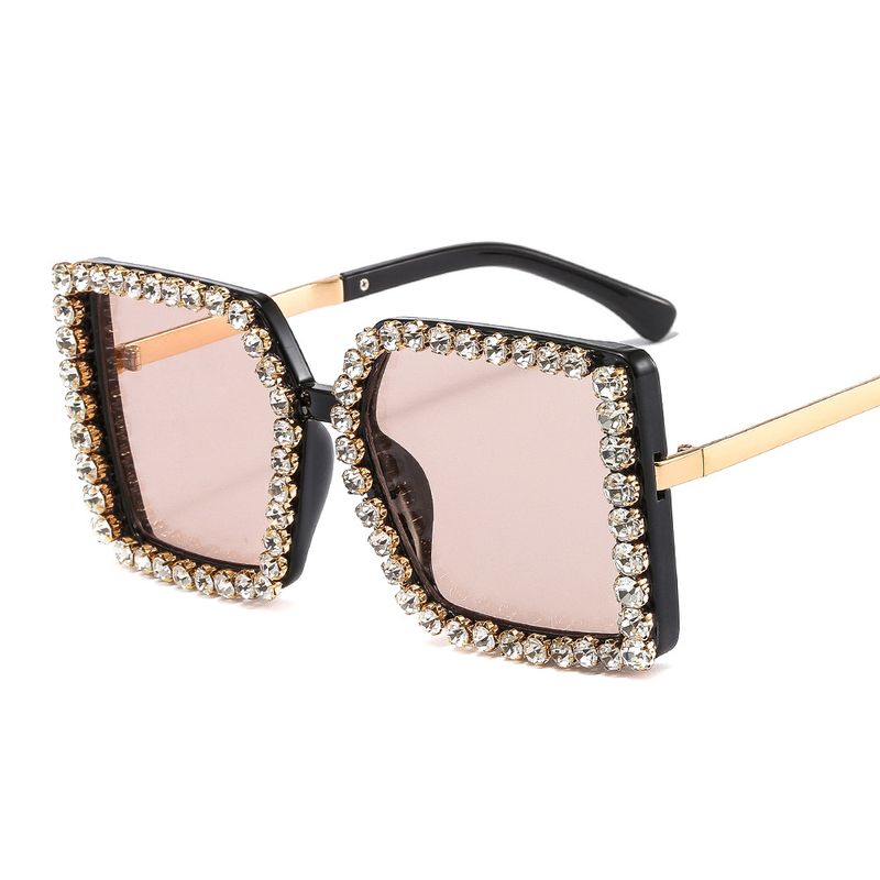 Square Diamond Studded Sunglasses For Women, Personalized Large Frame, Retro Fashion Sunglasses, Party Festival Decoration Glasses, Versatile_voghion.com