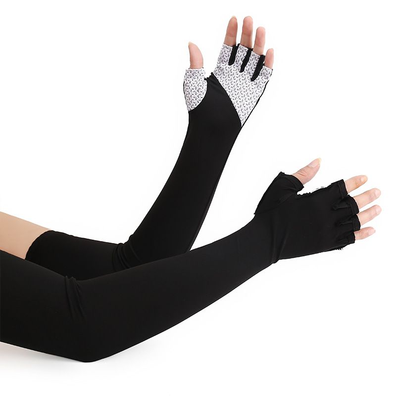 Maniche a cinque dita per uomo e donna, estese per ciclismo all'aperto, guida, pesca, antiscivolo, fredde, mezze dita, seta di ghiaccio, sole_voghion.com