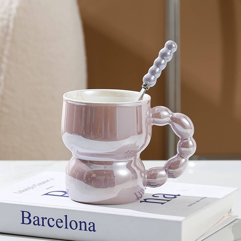 Creative Nordic style high value pearlescent glaze ceramic cup student dormitory home breakfast oatmeal cup_voghion.com