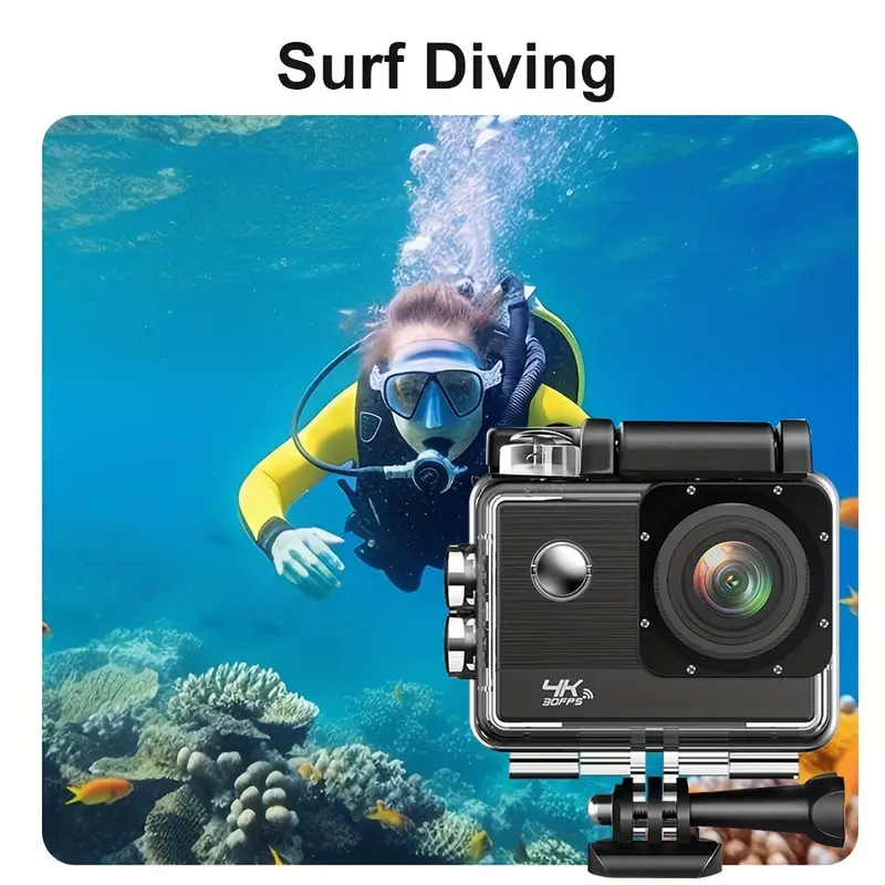 HD 4K Outdoor Sports Camera With Various Accessories And 32G Memory Card Suitable For Outdoor Cycling, Diving, Photography And Video Recording_voghion.com