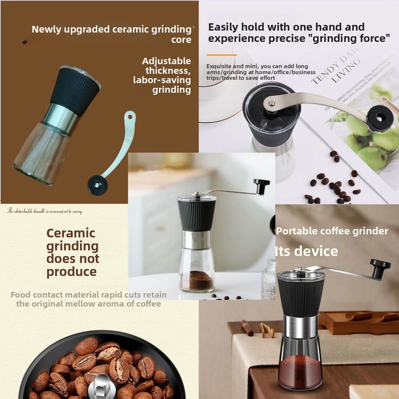 Molinillo de café manual con manivela para exteriores, para el hogar, para colgar en la oreja, cepillo de limpieza para dormitorio_voghion.com