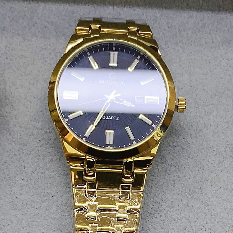 GUSALAI Fashion Steel Band Quartz Calendar Business Men's Watch Gift IPG Electroplated Gold_voghion.com