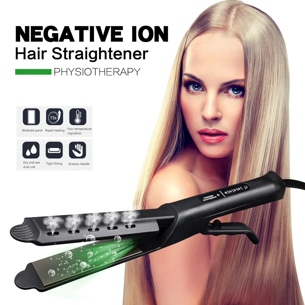 steam straight hair clip straightener corn clip spray hair care negative ion curling iron straight curling rod dual purpose_voghion.com