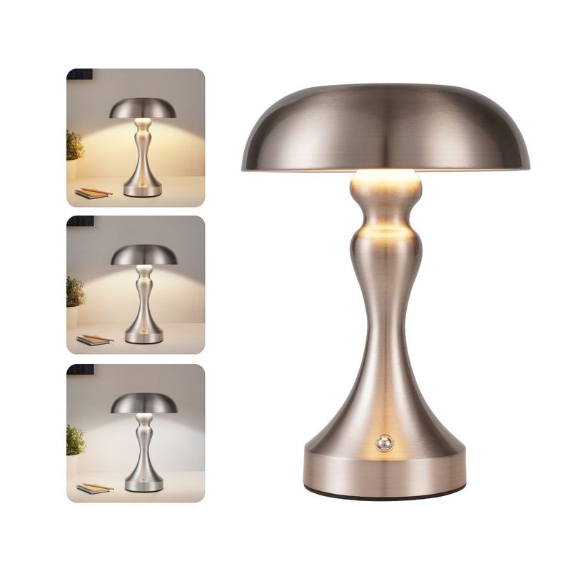 Tischlampe Kabellos Nachttischlampe Vintage - Nickel LED Tischleuchte Touch Dimmbar Lampe Mit USB Aufladbar Batterie Tischlampen Für Fensterbank_voghion.com