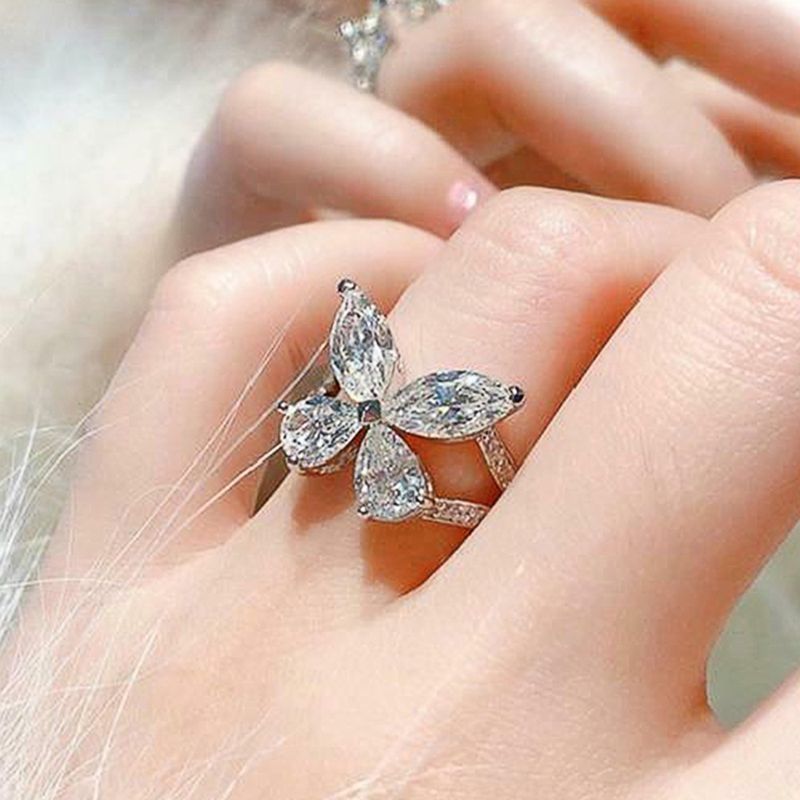 Cao Shi's  a Popular Female Online Live Broadcast, Same Light Luxury Bowknot Zircon Ring for Women_voghion.com