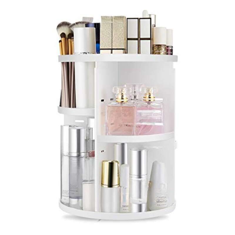 Seinlife 360 Grad DIY justierbar rotéierend Klammer, ausklappbar Späicherkëscht, grouss Kapazitéit Makeup Stand, gëeegent fir_voghion.com