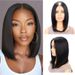 Synthetic Clip-in Women's Wigs V Shaped Hollow Black Short Bob Half Head_voghion.com