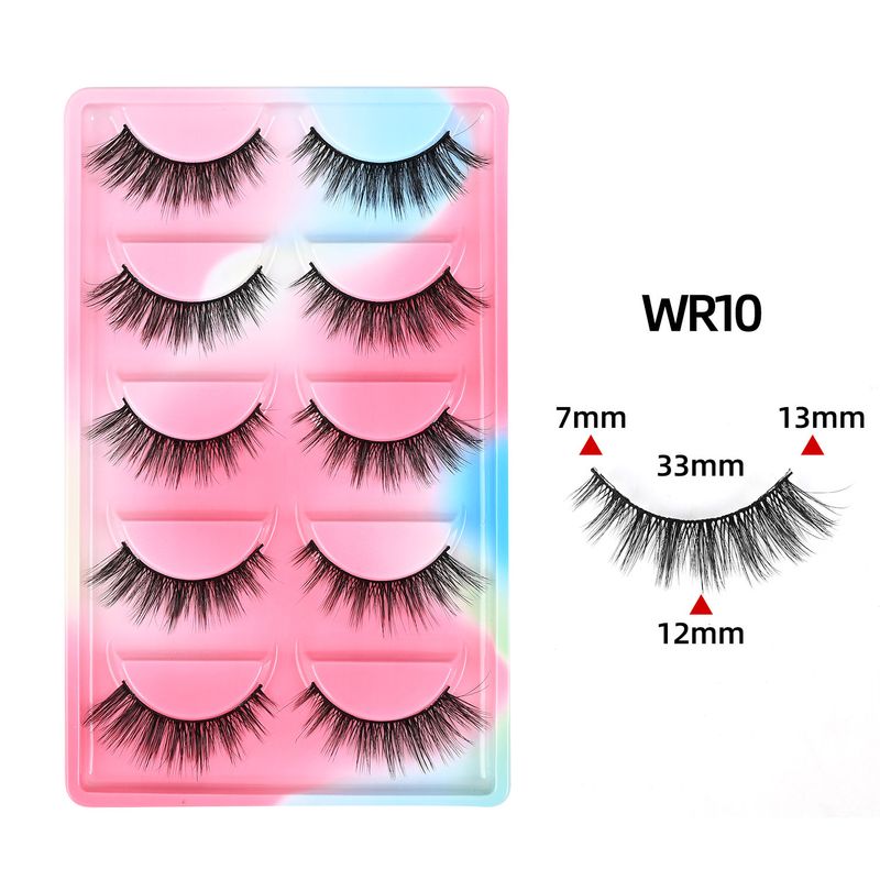 Wimpern-Set, neu, 5 Paar Katzenaugen-Falsche Wimpern, einteilig, Fox-Stil, schwarzer Terrier, natürlicher Augenschwanz, verlängerte Wimpern_voghion.com