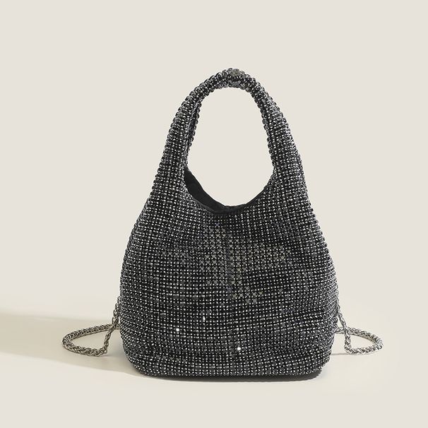 Borsa a secchiello con catena di diamanti di alta qualità, versatile, grande capacità, borsa a tracolla portatile con cestino per verdure_voghion.com
