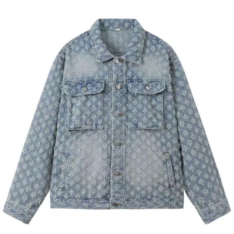 Men's Clothing Fashion Brand Autumn New Style Niche Design Printed Retro Denim Jacket Couple Outfit Loose Jacket Top_voghion.com