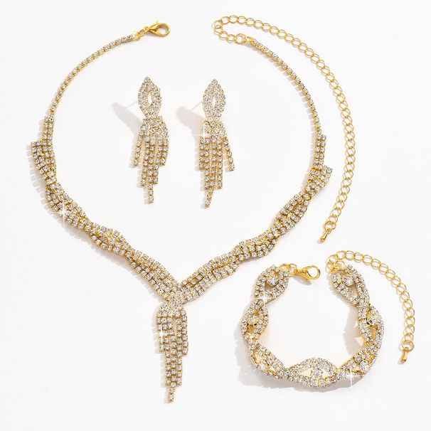 Set di collana, orecchini e bracciale in quattro pezzi per donna, collana da banchetto_voghion.com