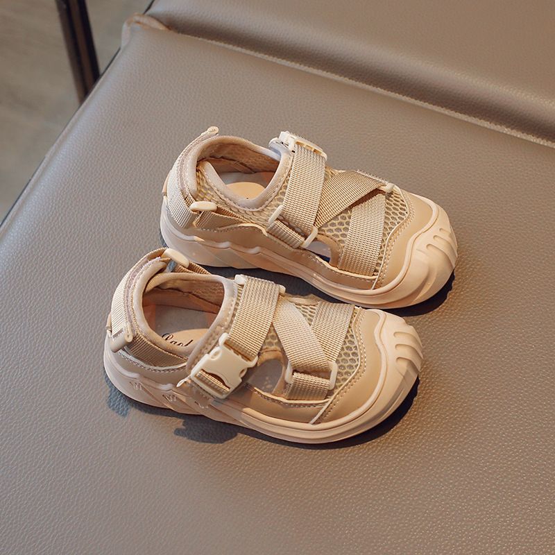 Boys' Sandals 2023 New Children's Baotou Sports Summer Mesh Breathable Soft Sole Baby Beach Shoes_voghion.com