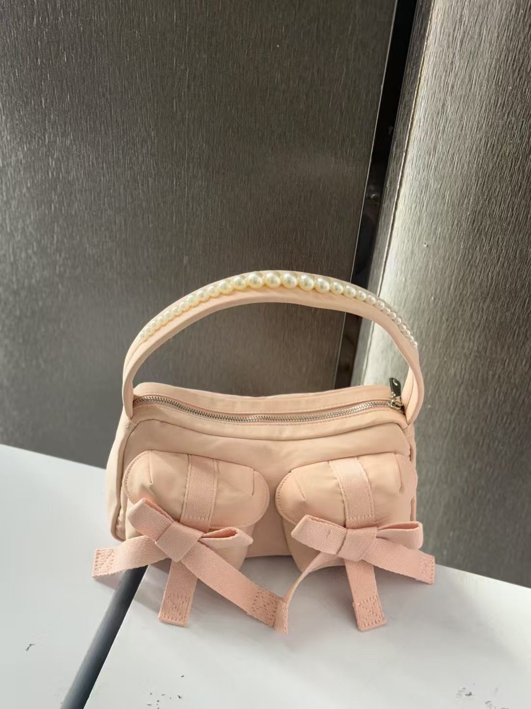 Network Celebrity Style Hundreds Of Ribbon Pearl Shoulder Strap Single Shoulder Armpit Women's Bag_voghion.com