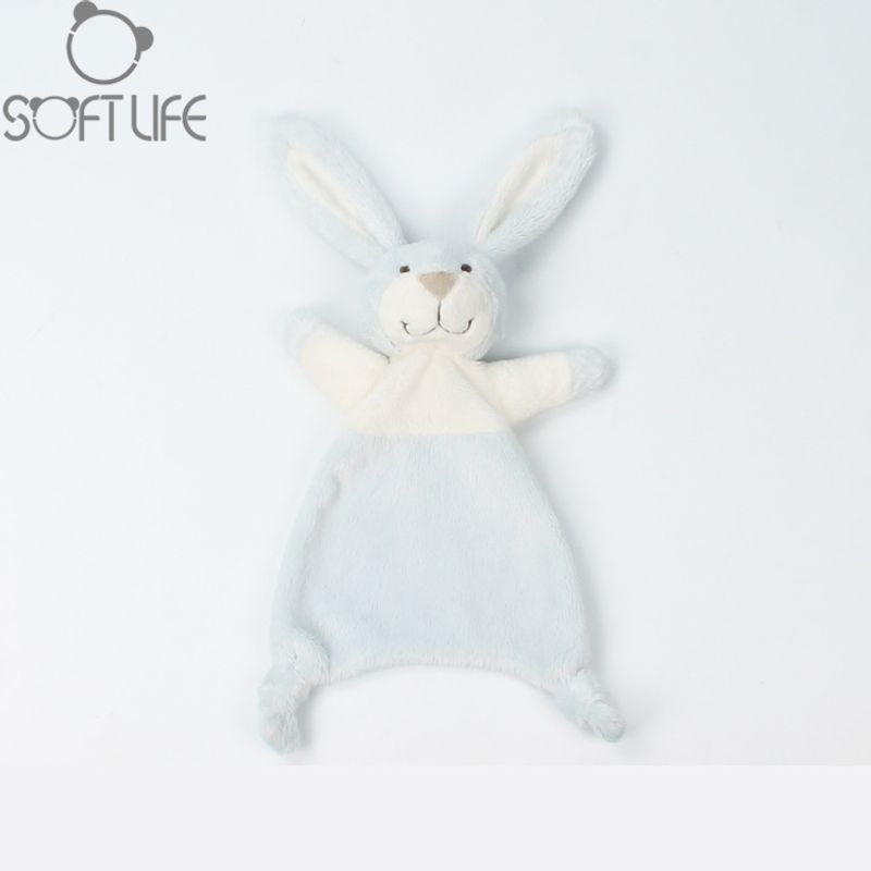 Bichos de pelúcia Soft Life Atacado Coelho de pelúcia fofo para bebê Toalha calmante rosa Babador curto de pelúcia_voghion.com