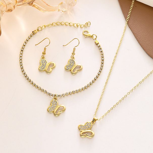Set di gioielli Accessori moda donna Temperamento Personalità Farfalla Collana Orecchini Bracciale Set 3 pezzi_voghion.com