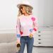 Spring Knit Sweater – Romantic Heart Pattern, Crewneck Pullover In Soft Pink & White (S-XL, Cozy Acrylic Blend, Casual Elegance)_voghion.com