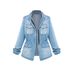 Plus Size Women's Denim Shirt With Zip Detail & Elastic Waist, Casual Oversized Chambray Top For Everyday Comfort_voghion.com