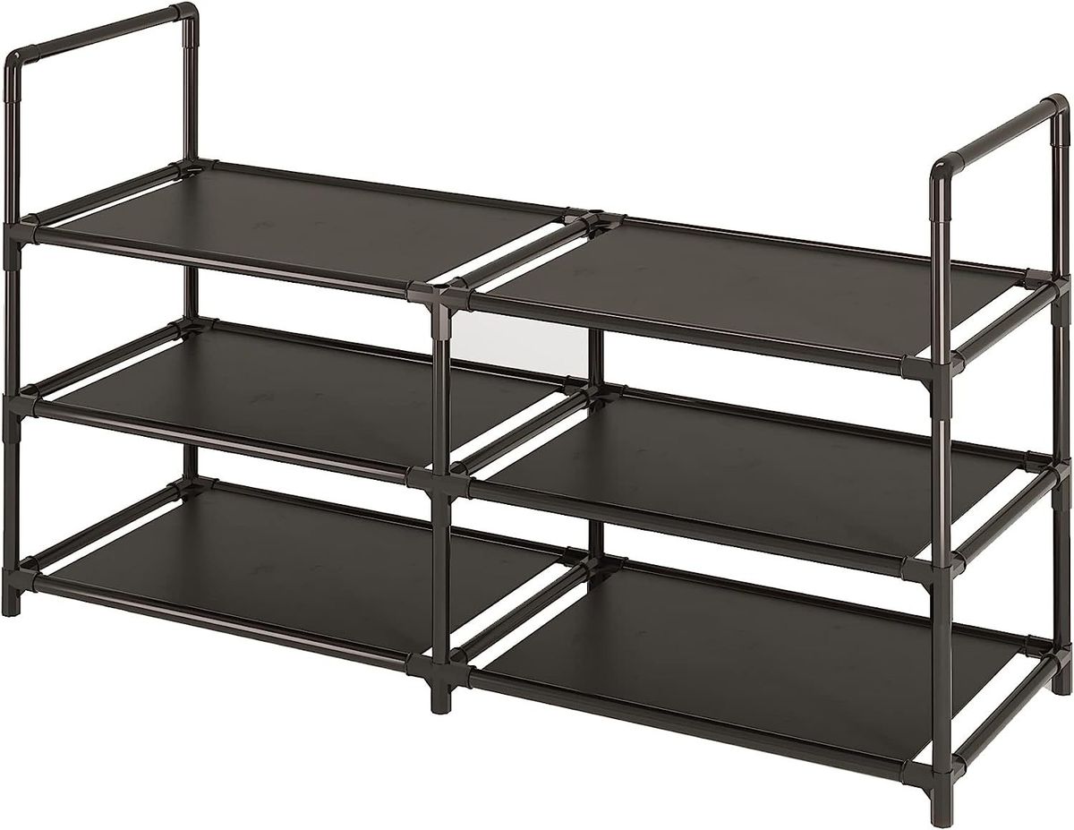 Organizador familiar de múltiples capas, resistente al polvo, para zapatos, ahorra espacio, con marco de metal y cubierta de tela no tejida para la entrada del dormitorio._voghion.com