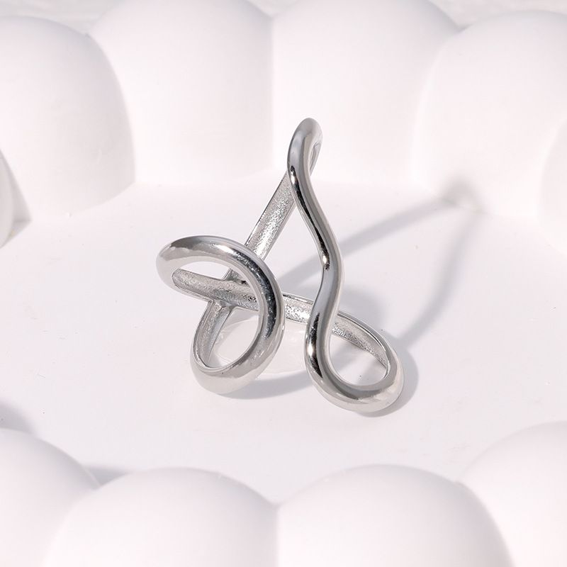 Anello aperto impermeabile in acciaio inossidabile alla moda con ciondoli di personalità, placcato in oro vero PVD 18K, gioielli alla moda per le donne_voghion.com