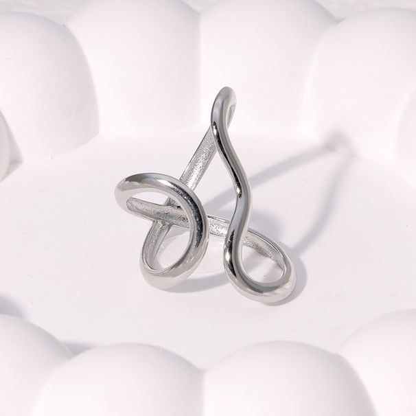 Anello aperto impermeabile in acciaio inossidabile alla moda con ciondoli di personalità, placcato in oro vero PVD 18K, gioielli alla moda per le donne_voghion.com