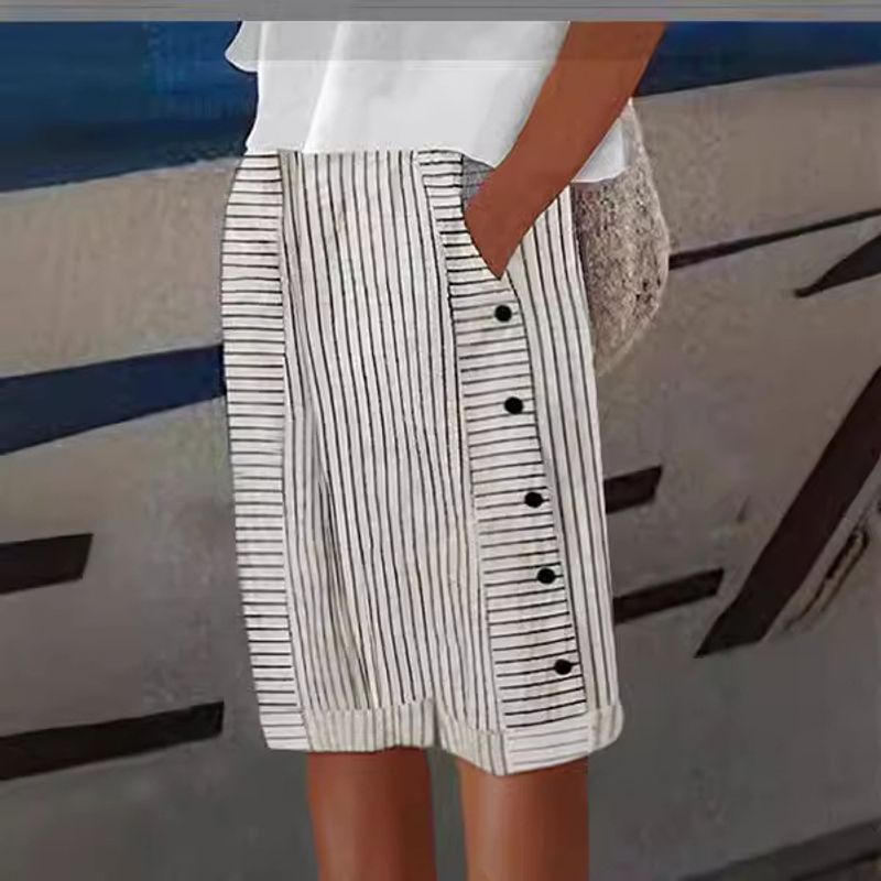 2025s 2025 New Women's Striped Casual Shorts_voghion.com