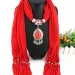 Ciondolo in resina con goccia d'acqua, nappa in poliestere, sciarpa etnica in jersey, accessori_voghion.com