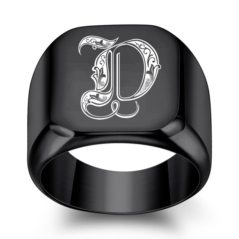 Herrenschmuck, quadratischer Buchstabenring aus Titanstahl – Punk-Retro-Stil, 18 mm breites Band für Männer – erhältlich in allen 26 Buchstaben des Alphabets und Größen 4–15_voghion.com