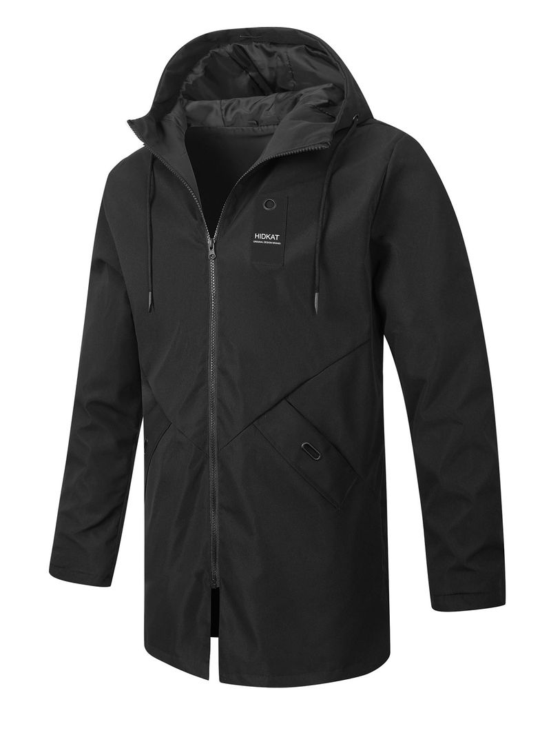 ​Men's Slim-Fit Trench Coat – Lightweight Polyester Jacket With Hood For Business Casual​_voghion.com