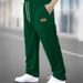Men's Casual Straight Leg Joggers With Drawstring Waist - Lightweight Stretch Fabric, Versatile Lounge Pants For Everyday Wear_voghion.com