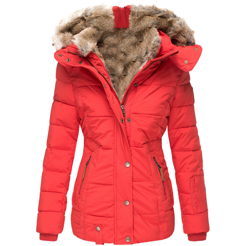 Abbigliamento da donna caldo collo in pelliccia cappotto in cotone cappotto da donna slim in cotone con cappuccio a maniche lunghe con cerniera_voghion.com