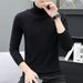 Men's Clothing Slim Fit High Neck Thermal Sweater - Soft Fleece Lined Winter Knit Pullover, Lightweight Warm Base Layer, Ribbed Hem, Machine Washable_voghion.com