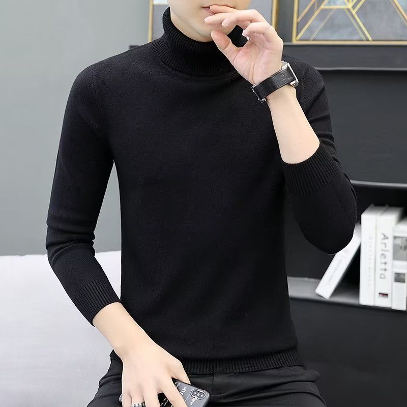 Maglione termico a collo alto slim fit da uomo - Pullover invernale in maglia con fodera in morbido pile, strato di base caldo e leggero, orlo a coste, lavabile in lavatrice_voghion.com