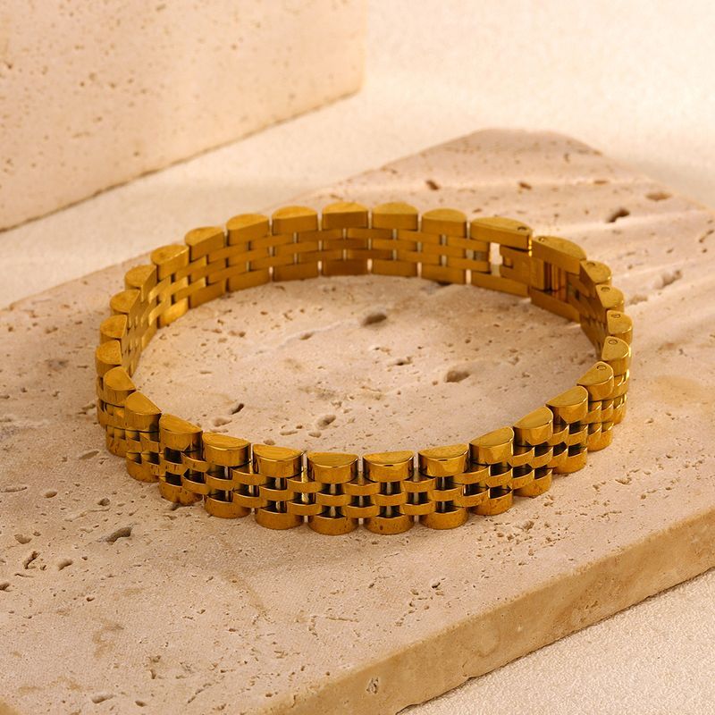 Bracelet de montre en acier inoxydable doré de 10 mm pour hommes et femmes, nouveau bijou tendance et polyvalent, résistant à la lumière._voghion.com