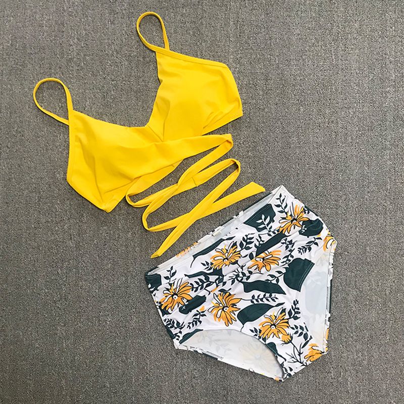Women's High Waist Bikini Set - Sexy Leopard Print Two Piece Swimsuit With Cross Back Design, Comfortable Polyester Fabric For Beach & Pool_voghion.com