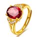 Bague rubis ajustable pour femme, plaquée or, style européen et américain, sertie de diamants micro-pavés, plaquée or jaune et rouge_voghion.com