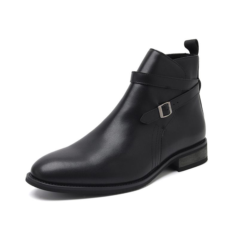 Stivali da uomo con fibbia in metallo retrò primaverili, stivali bassi da uomo, stivali Martin con fibbia in cintura da uomo_voghion.com