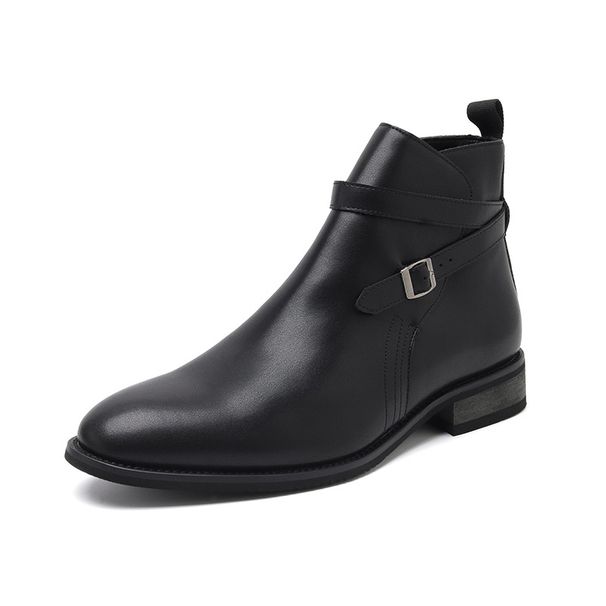 Stivali da uomo con fibbia in metallo retrò primaverili, stivali bassi da uomo, stivali Martin con fibbia in cintura da uomo_voghion.com