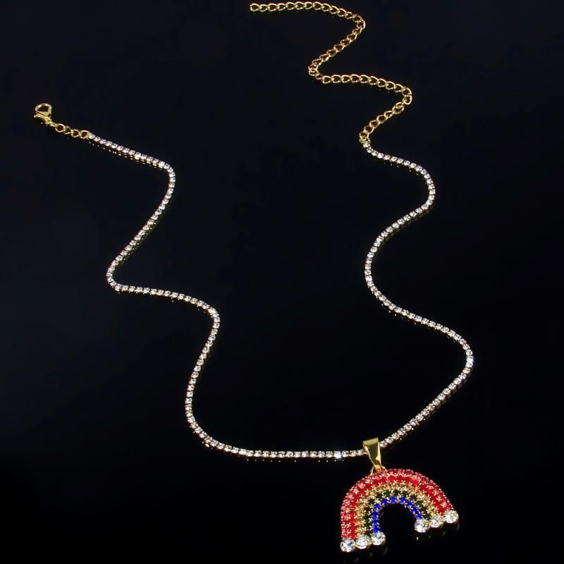 Collana arcobaleno tempestata di diamanti INS da donna, semplice, elegante, con ciondolo a forma di nuvola, catena per clavicola_voghion.com