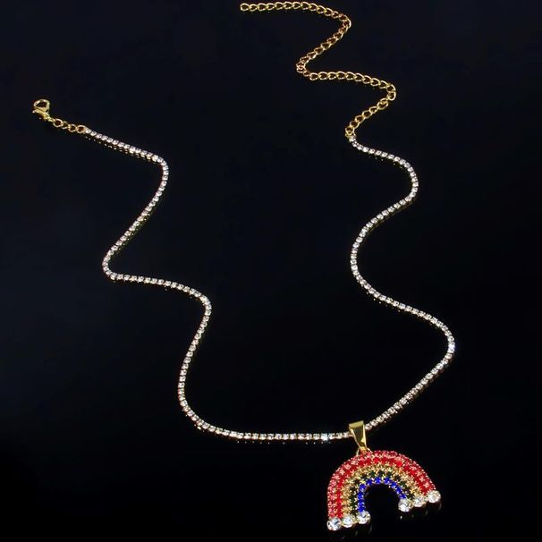Collana arcobaleno tempestata di diamanti INS da donna, semplice, elegante, con ciondolo a forma di nuvola, catena per clavicola_voghion.com