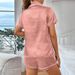 Damen Nachtwäsche Sommer Dünner Lässiger Pyjama Damen Seide Weiche Doppelte Kurze Revers Mädchen Heimkleidung_voghion.com