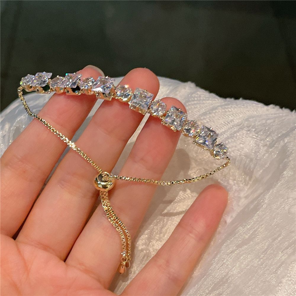 Fujiaqianjin Translucent Small Square Block Bracelet Design Drawstring Hand Jewelry Electroplating 14K Gold J824_voghion.com