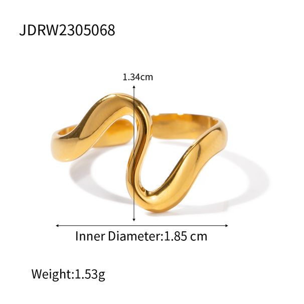 Damenschmuck, modisches Persönlichkeitsdesign, schlangenförmig, unregelmäßige Kurve, geometrischer Bogen, lichtechter offener Ring_voghion.com